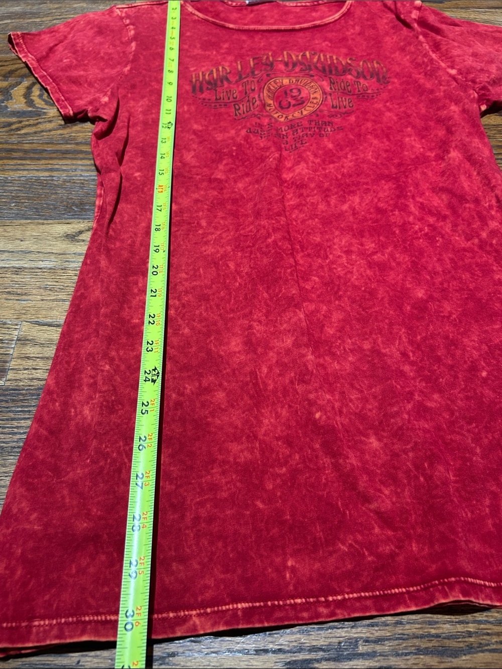 Harley-Davidson Red Mineral-Wash Short Sleeve Graphic Tee - Picture 3 of 7